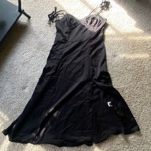 Bustier black slip dress